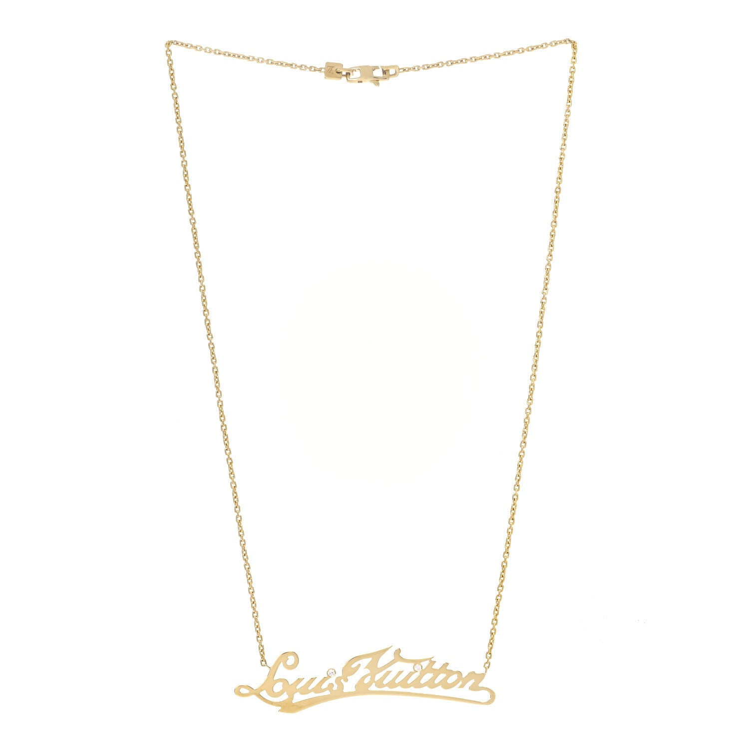 Louis Vuitton 18K Yellow Gold Diamond Signature Necklace 2 of 4