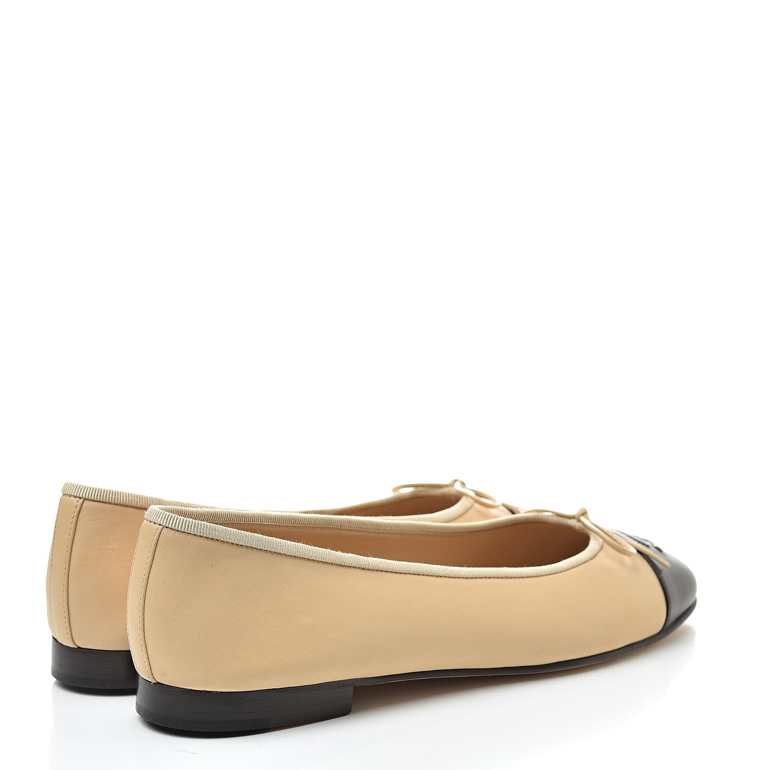 Chanel Lambskin Cap Toe Ballerina Flats 41 Beige Black 4 of 10