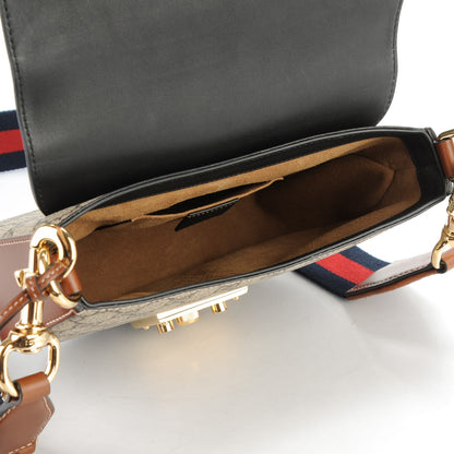 Gucci GG Supreme Monogram Web Medium Padlock Messenger Shoulder Bag Black 5 of 7