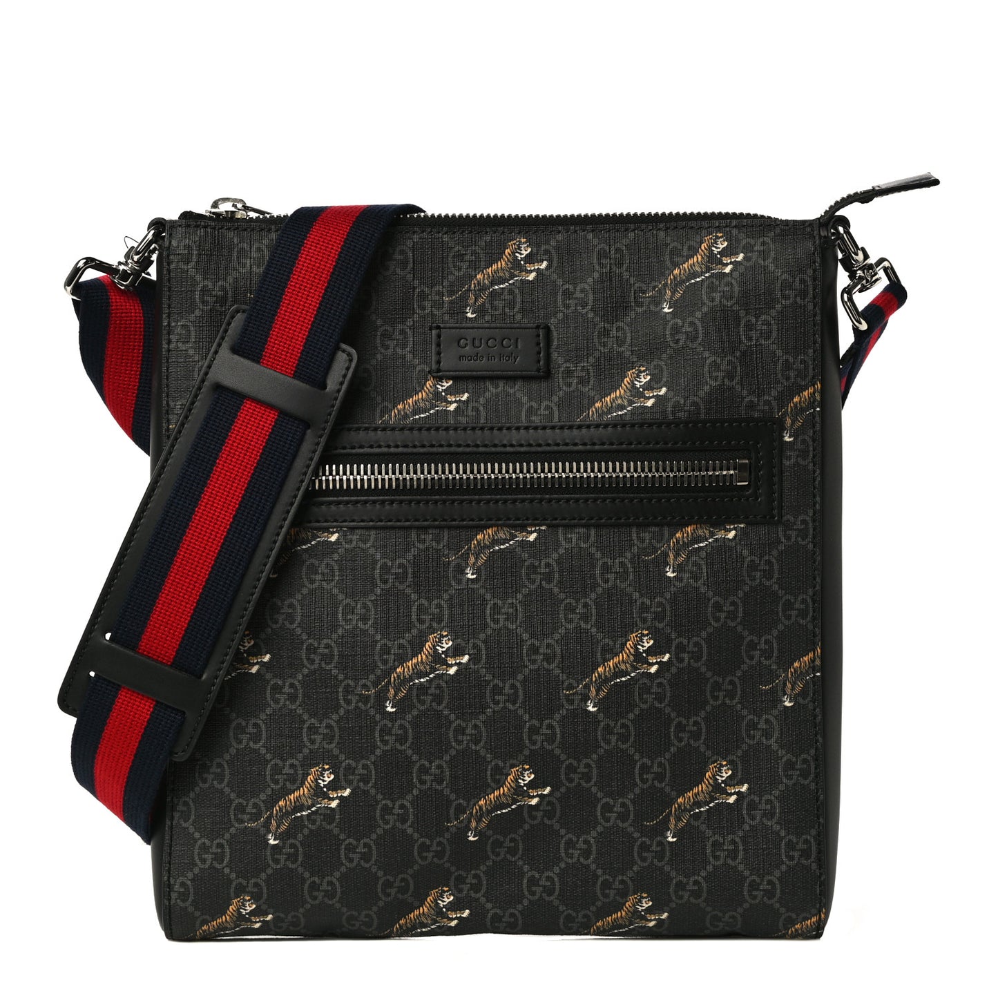 GG Supreme Monogram Tigers Web Messenger Bag Black Multicolor