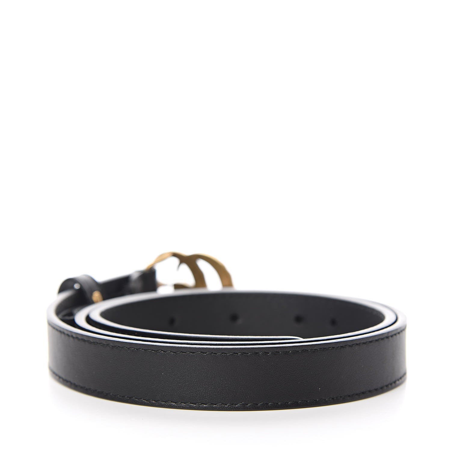 Gucci Calfskin Pearl Double G 20mm Belt 75 30 Black Cream 4 of 9