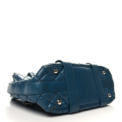 Chanel Lambskin Quilted Easy Carry Shopping Tote Blue 4 of 19