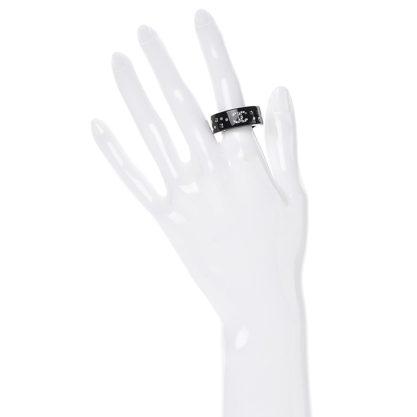 Resin Pearl Crystal CC Ring 6.5 Black