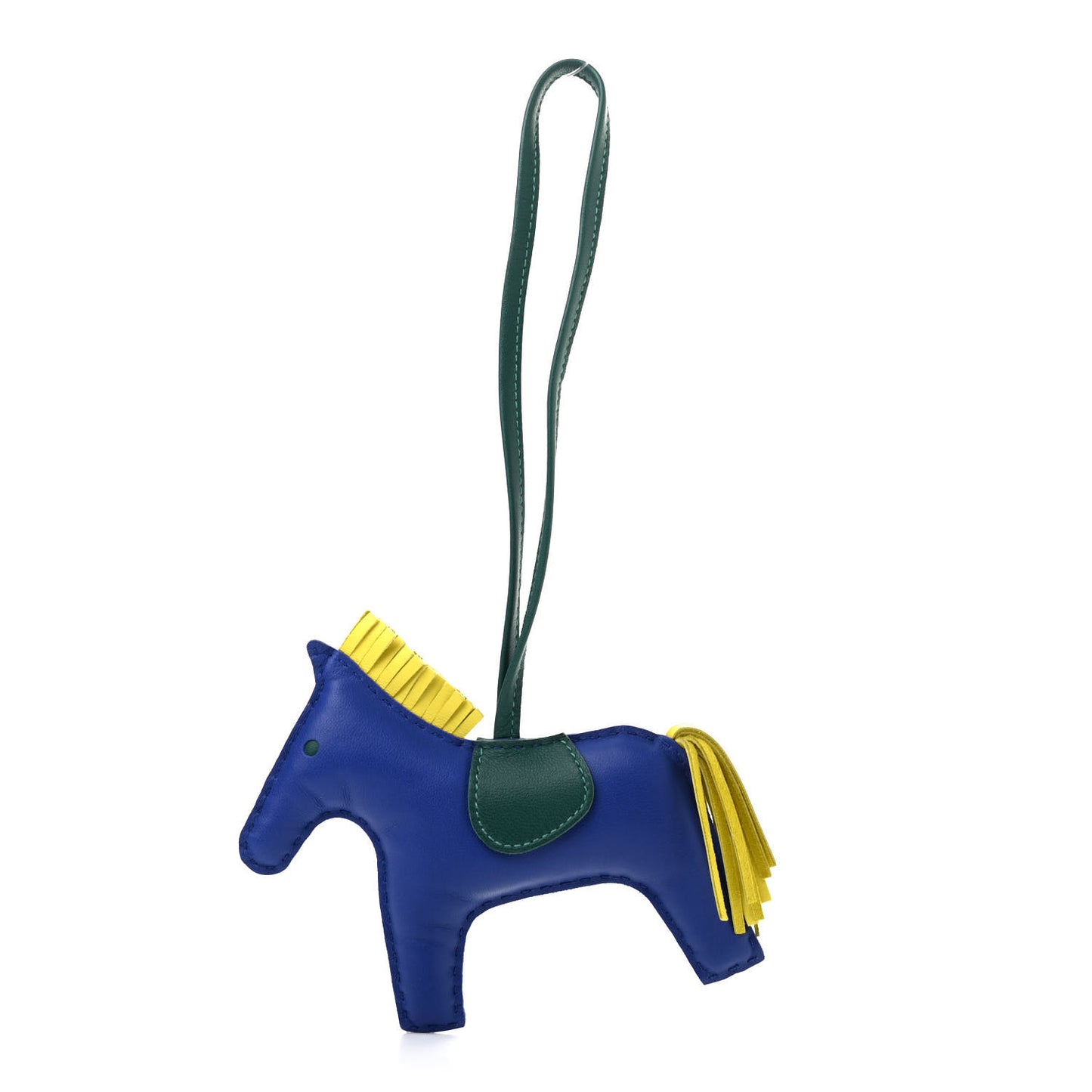 Milo Lambskin Grigri Rodeo Horse Bag Charm MM Bleu Electrique Lime Vert Fonce