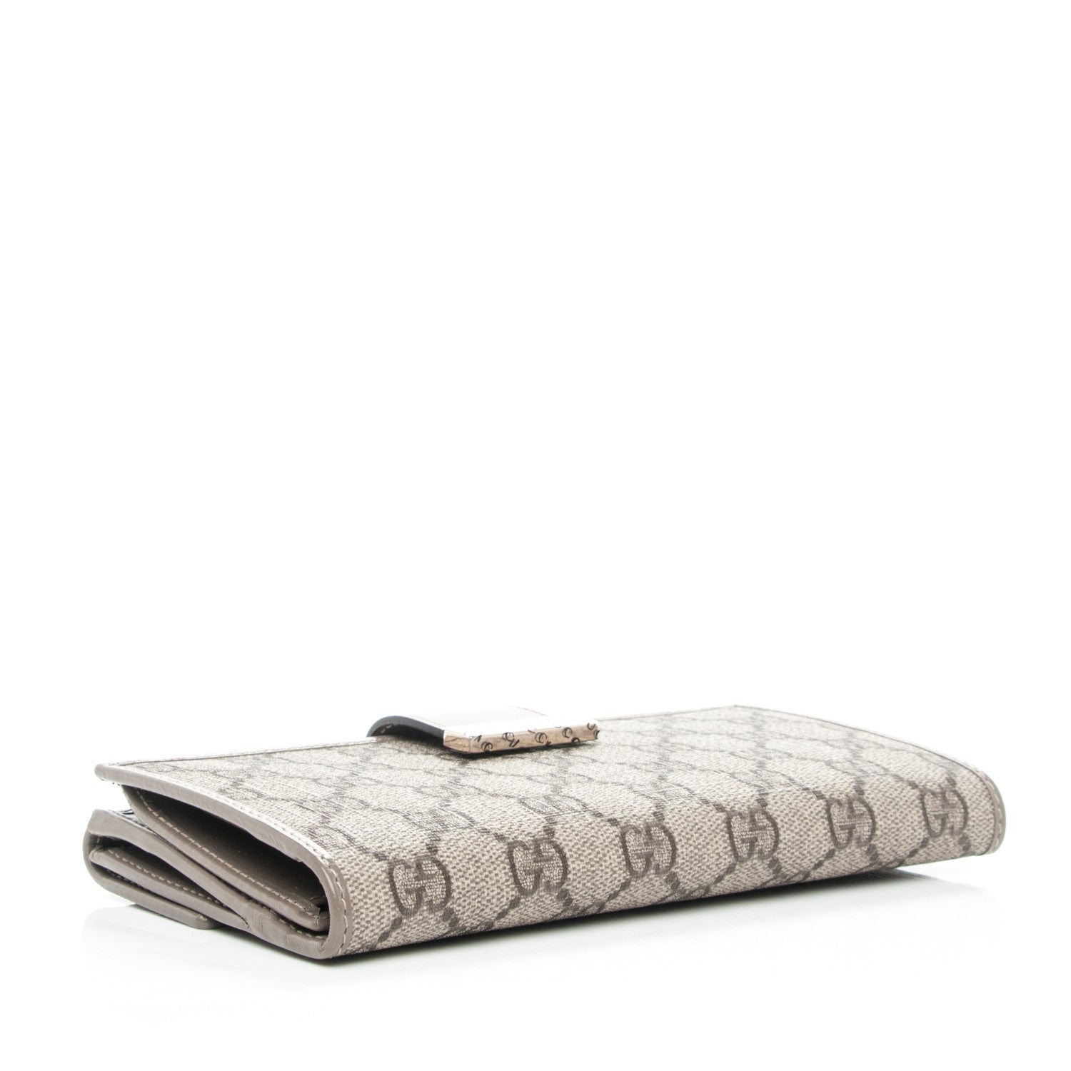 Gucci GG Supreme Monogram Icon Bar Continental Flap Wallet Beige Ebony Grigio 4 of 8