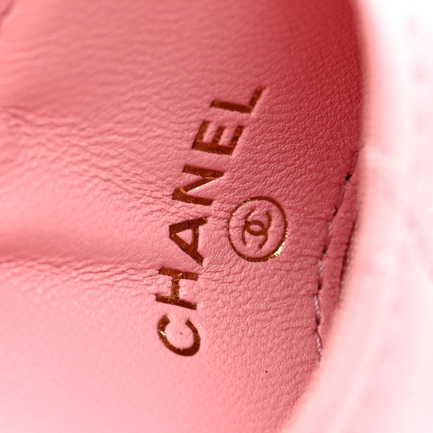 Lambskin Quilted Chanel Card Holder On Chain Pink