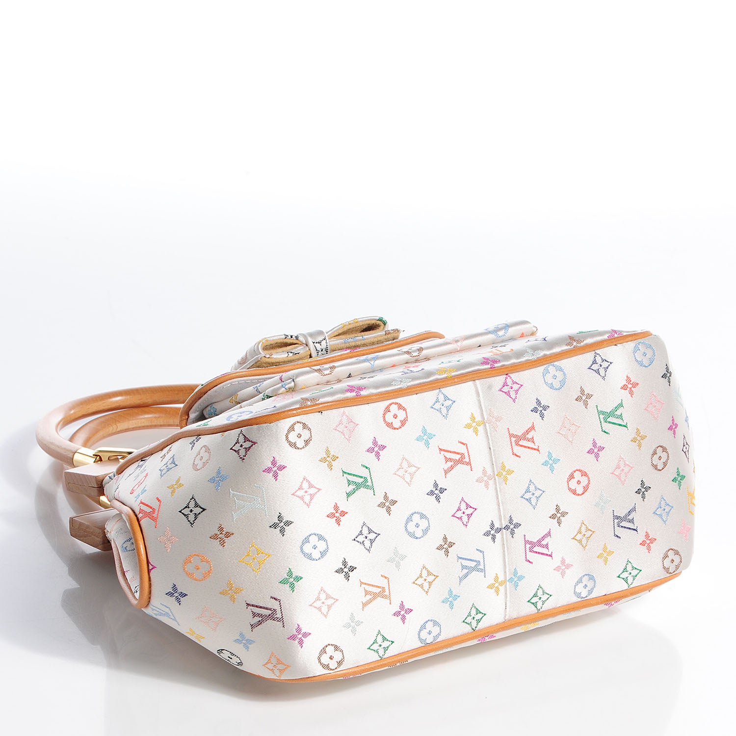 Louis Vuitton Silk Satin Monogram Multicolor Abelia White 4 of 7