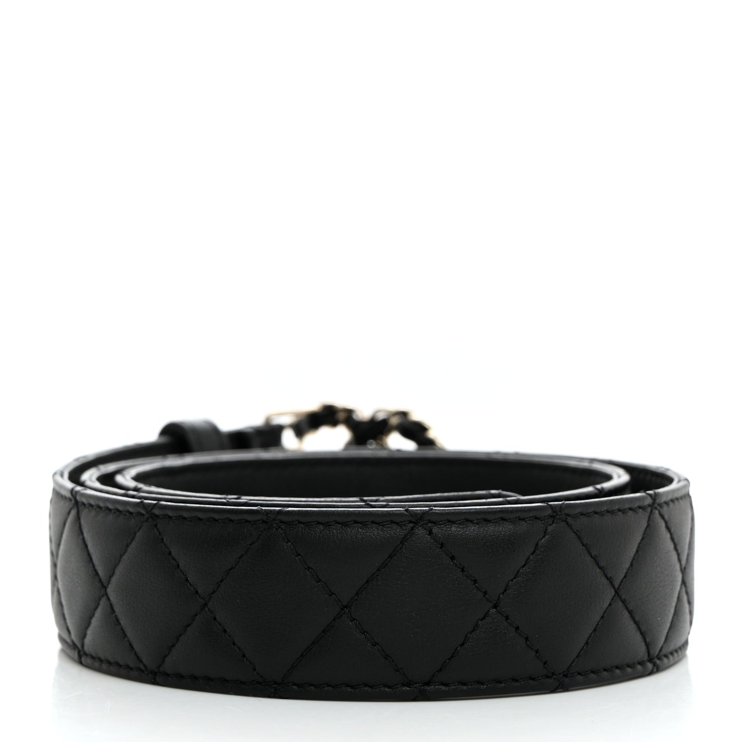 Calfskin Quilted CC Chain Belt 80 32 Black
