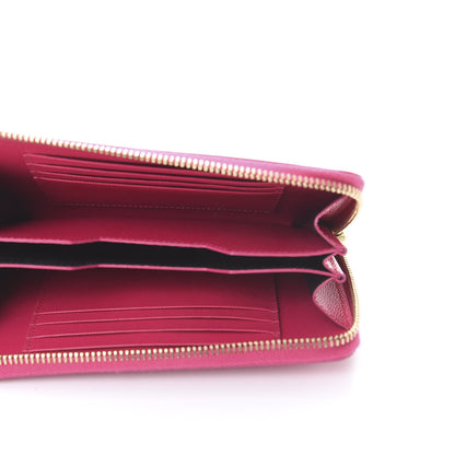 Saint Laurent Grain De Poudre Monogram Zip Around Wristlet Lipstick Fuchsia 5 of 9