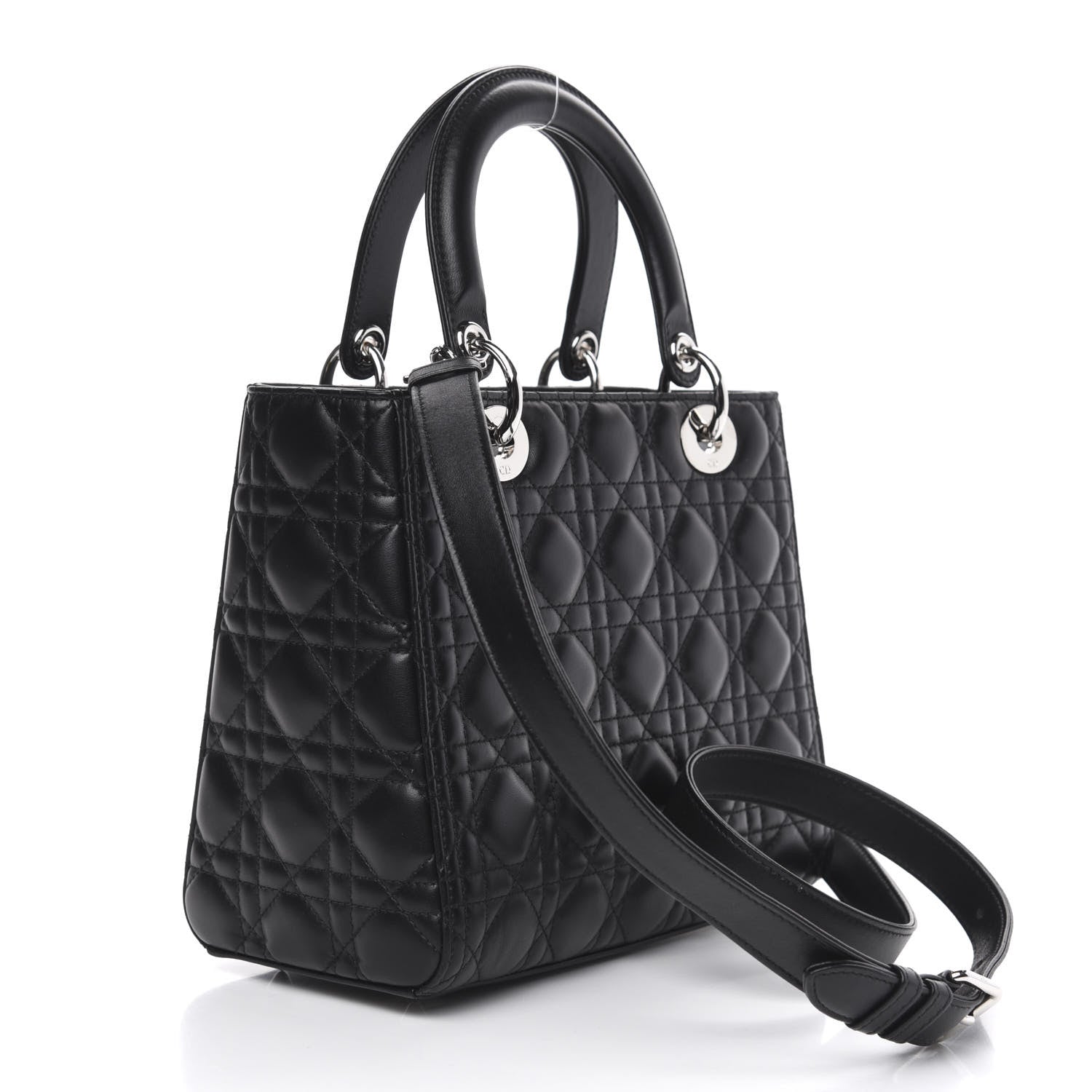 Christian Dior Lambskin Cannage Medium Lady Dior Black 3 of 10