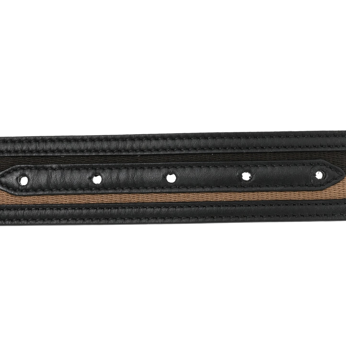 Canvas Calfskin Baguette Belt 85 34 Black Brown