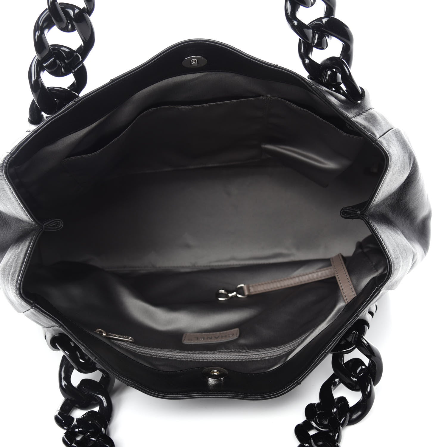 Chanel Calfskin Modern Chain Rhodoid East West Tote Black 5 of 14