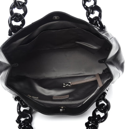 Chanel Calfskin Modern Chain Rhodoid East West Tote Black 5 of 14
