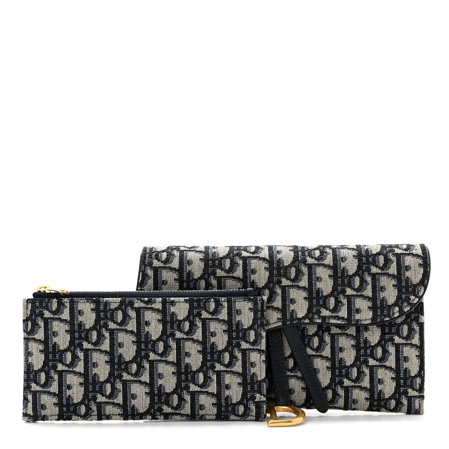 Christian Dior Oblique Saddle Chain Long Wallet Blue 1 of 10