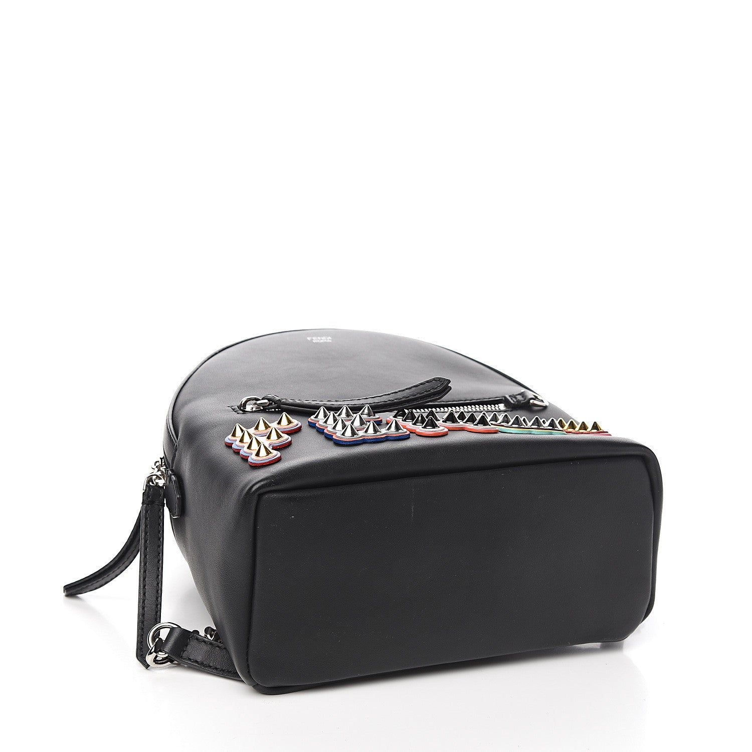 Fendi Vitello Century Fun Fair Metal Studded Mini Backpack Black Multicolor 3 of 9