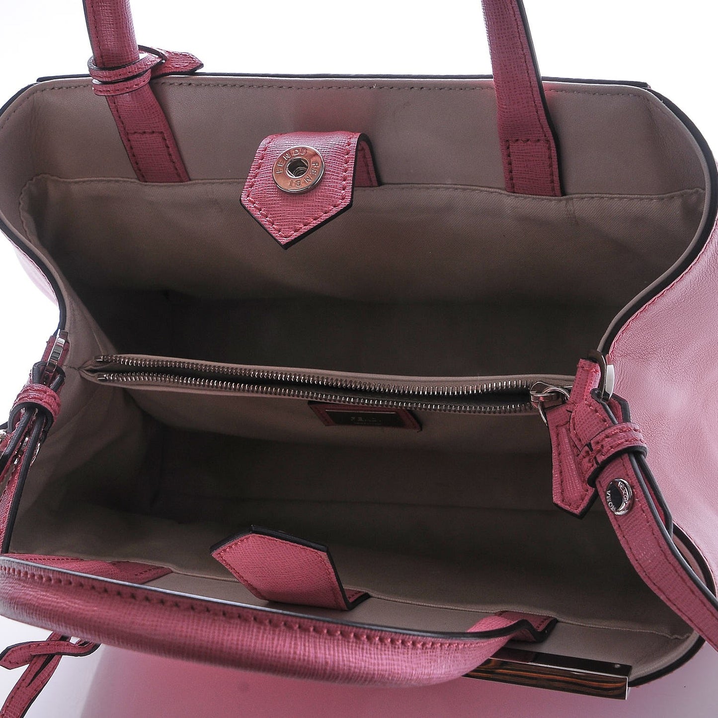 Vitello Elite Flamingo Mink Monster Charm Petite 2Jours Tote Pink Multicolor