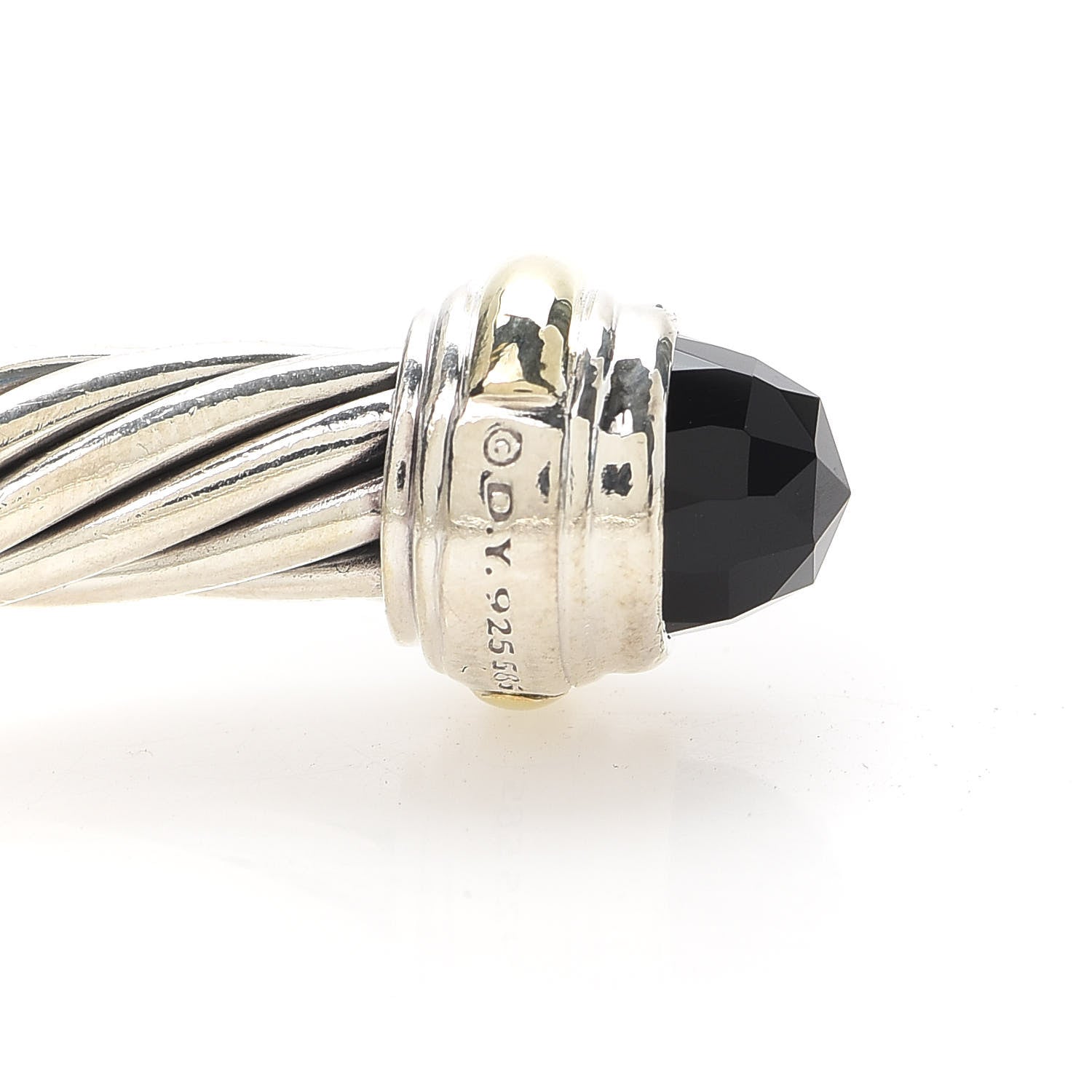 David Yurman Sterling Silver 14K Yellow Gold Black Onyx 7mm Cable Classics Bracelet 4 of 4