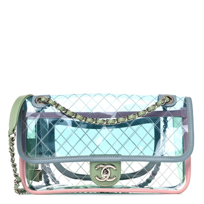 Chanel Lambskin PVC Quilted Medium Coco Splash Flap Blue Green 1 of 13