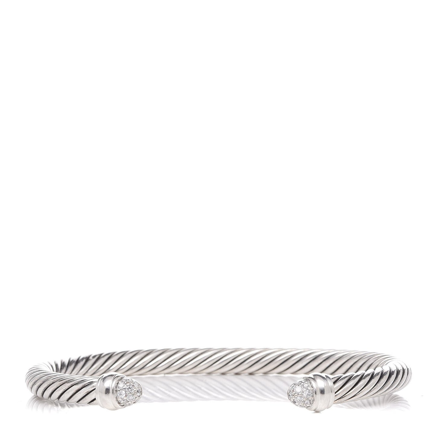 Sterling Silver Pave Diamond 5mm Cable Classics Bracelet