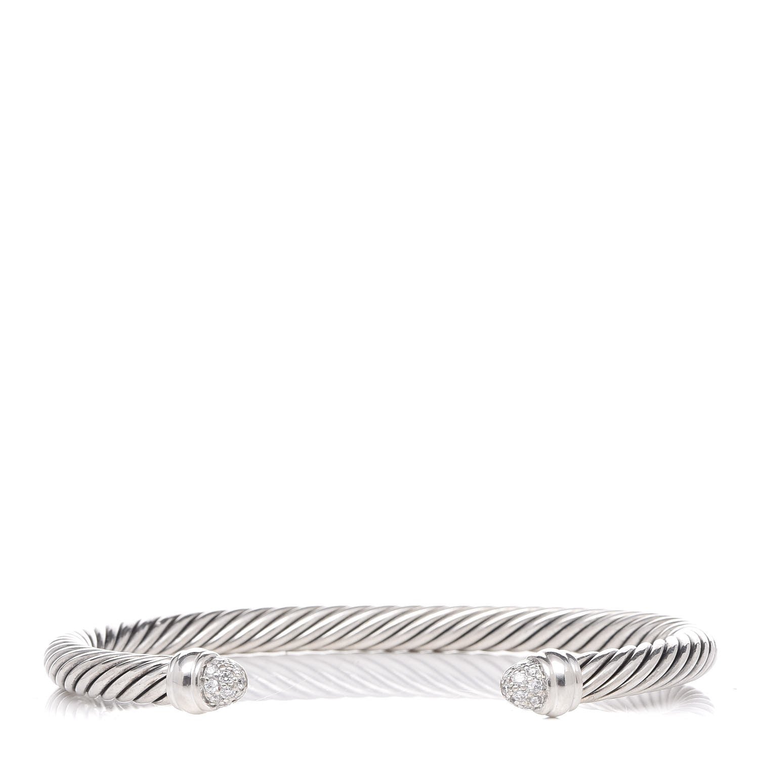 David Yurman Sterling Silver Pave Diamond 5mm Cable Classics Bracelet 1 of 4