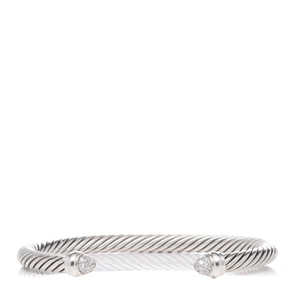 David Yurman Sterling Silver Pave Diamond 5mm Cable Classics Bracelet 1 of 4