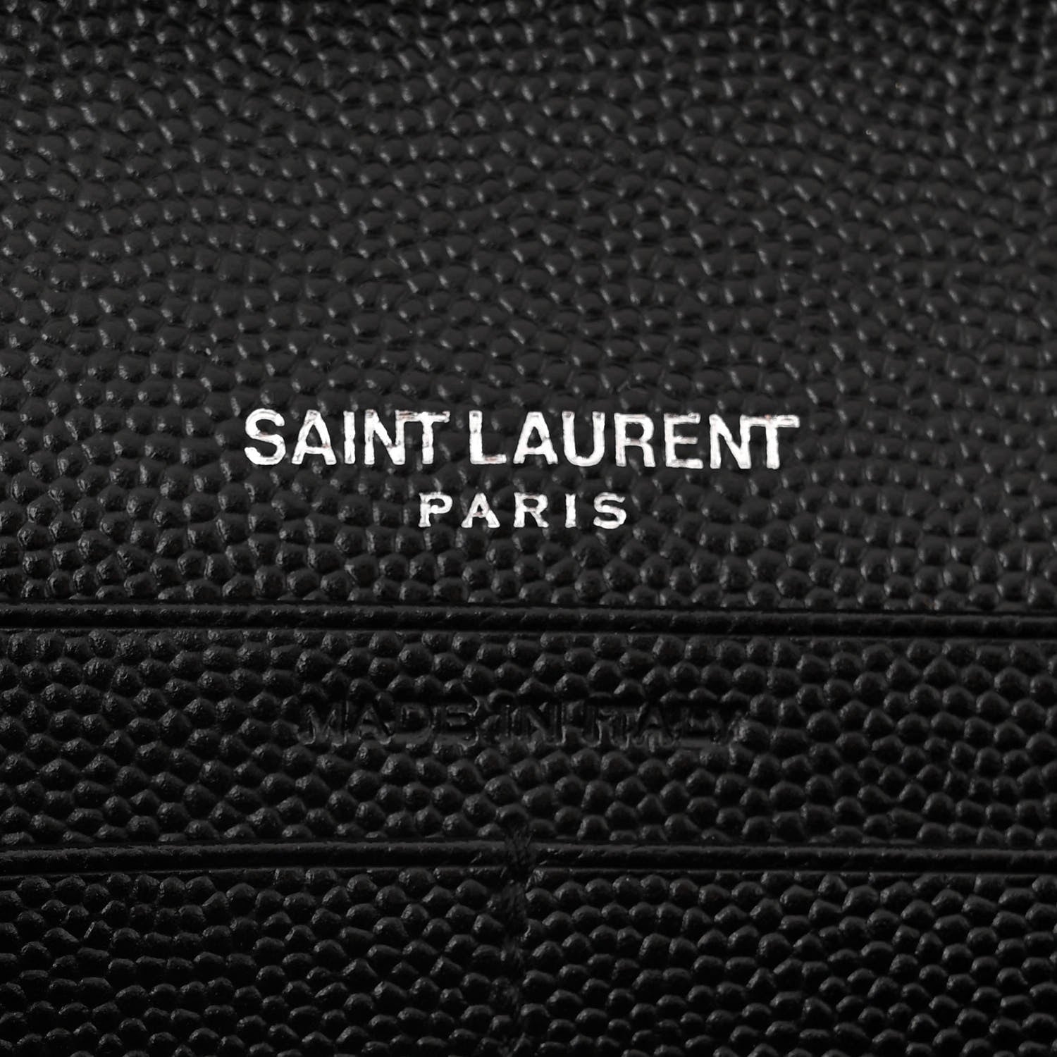 Saint Laurent Grain De Poudre Matelasse Chevron Bi-Color Monogram Chain Wallet White Black 6 of 11