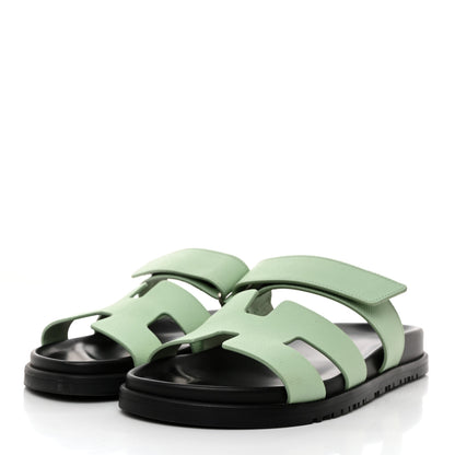 Hermes Epsom Womens Chypre Sandals 38 Vert Jade 3 of 9