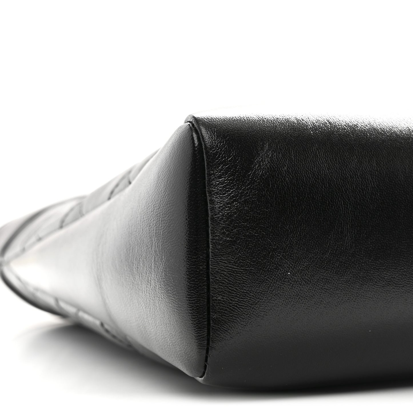 Shiny Lambskin Quilted 31 Shopping Bag Black