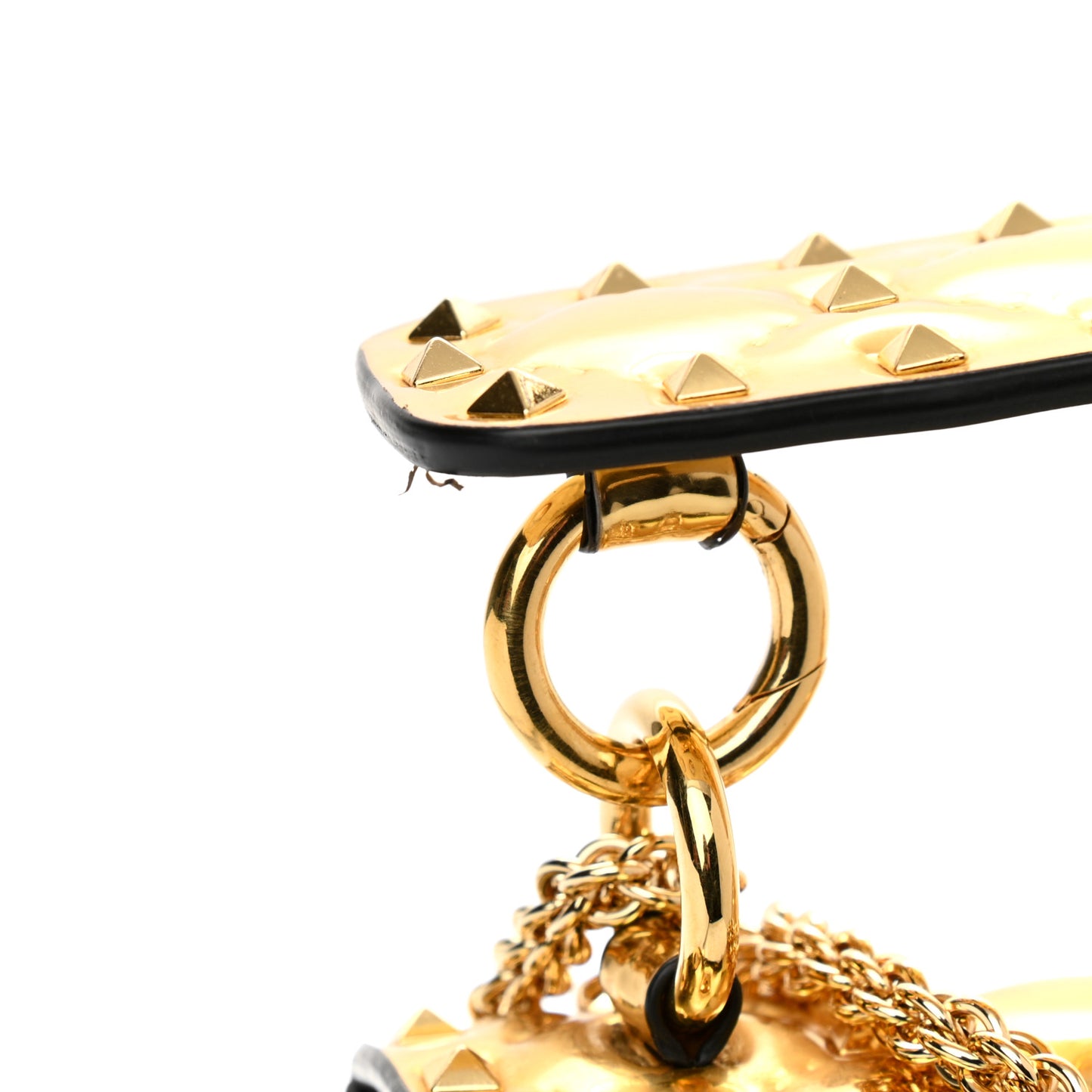 Metallic Patent Medium Rockstud Spike Shoulder Bag Gold