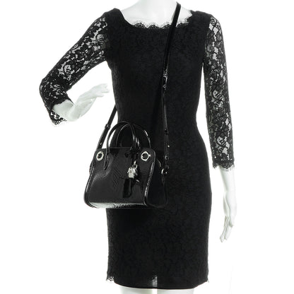 Alexander McQueen Grainy Patent Suede Mini Eyelet Padlock Black 2 of 8