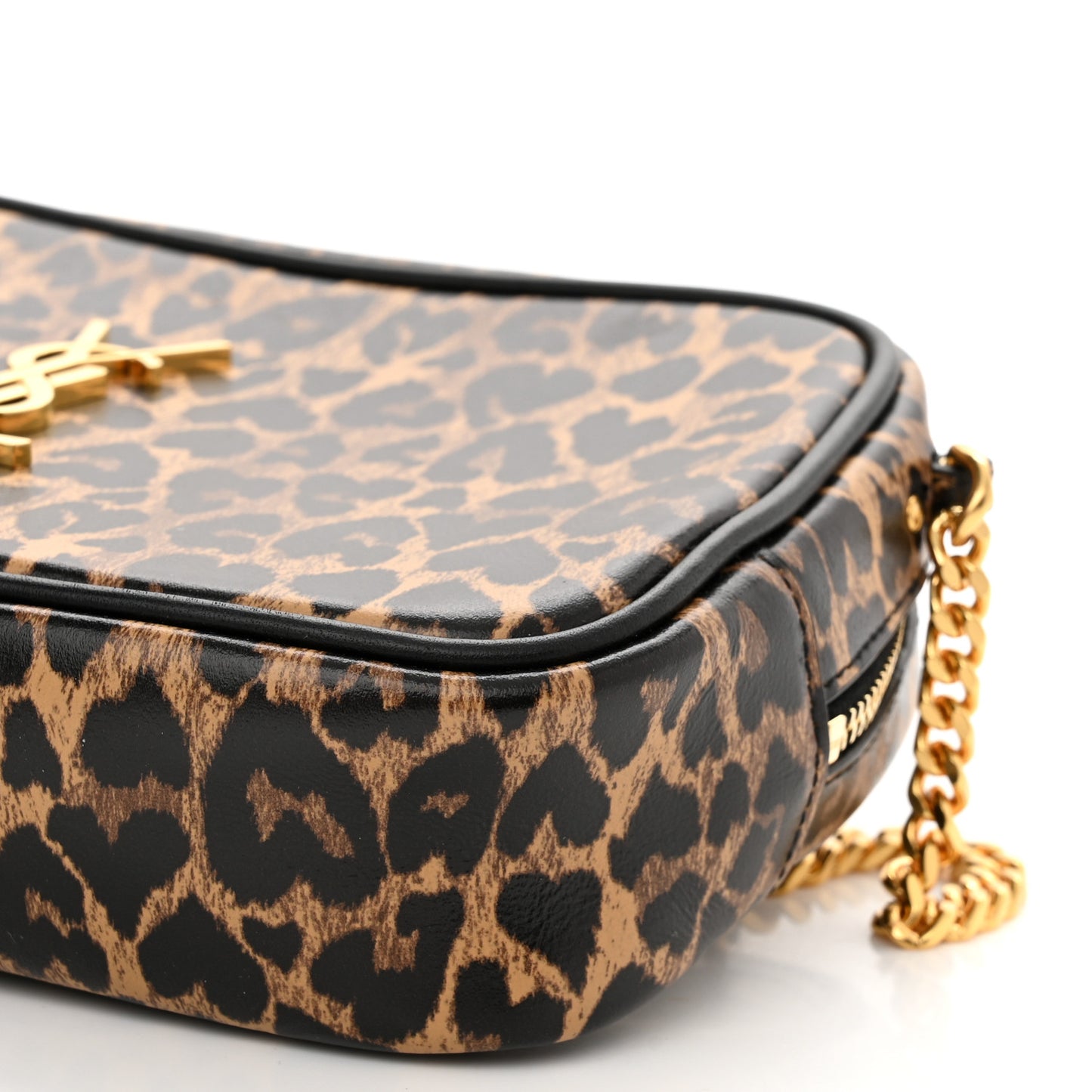 Calfskin Heart Leopard Print Monogram Mini Lou Camera Bag Toffee
