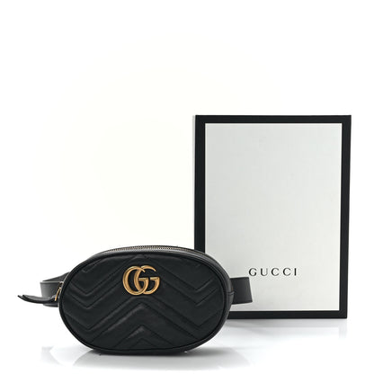 Gucci Calfskin Matelasse GG Marmont Belt Bag 85 34 Black 12 of 12
