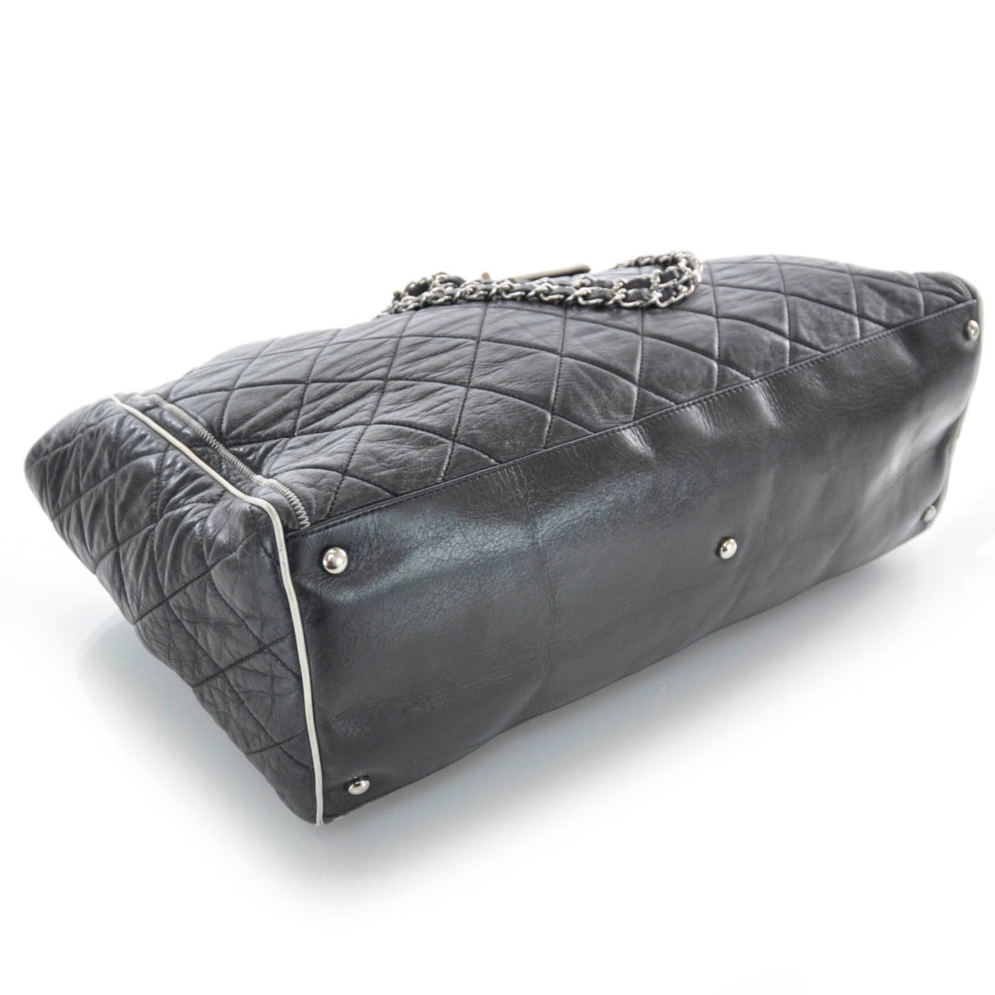 Lambskin Quilted East West Large Tote Black