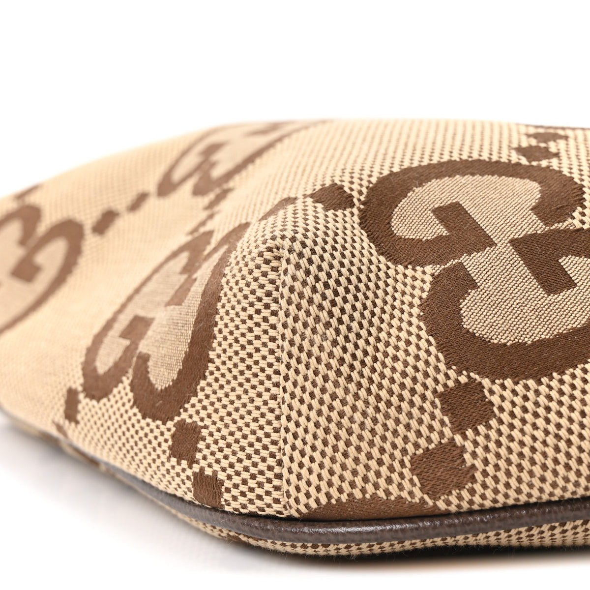Monogram Jumbo GG Textured Dollar Calfskin Web Belt Bag Camel Ebony New Acero