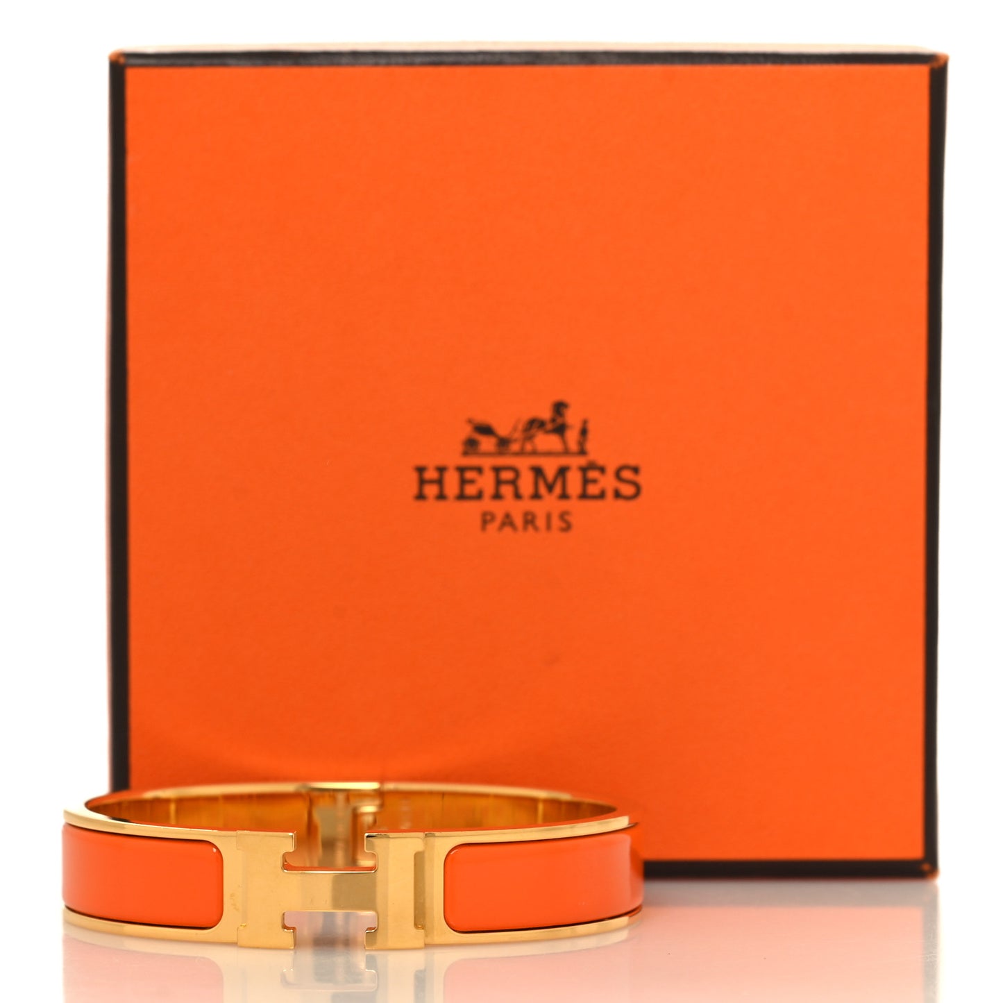 Enamel Narrow Clic Clac H Bracelet PM Orange