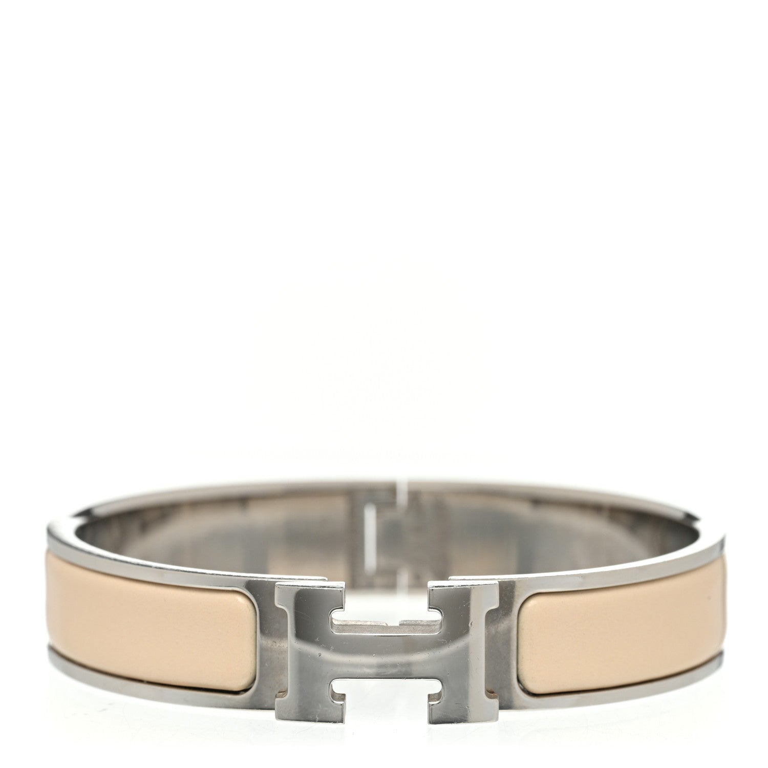 Hermes Enamel Narrow Clic Clac H Bracelet PM Beige Nacre 1 of 5