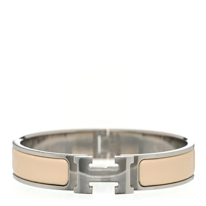 Hermes Enamel Narrow Clic Clac H Bracelet PM Beige Nacre 1 of 5