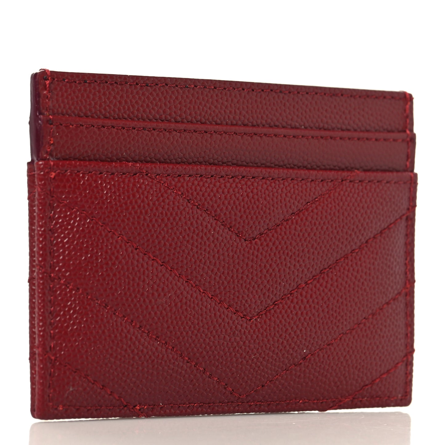 Grain De Poudre Matelasse Chevron Monogram Credit Card Case Palissandre