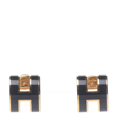 Hermes Gold Lacquered Pop H Earrings Black 1 of 7