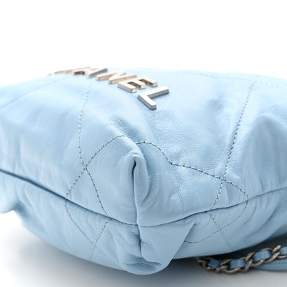 Chanel Shiny Calfskin Quilted Mini Chanel 22 Light Blue 9 of 9