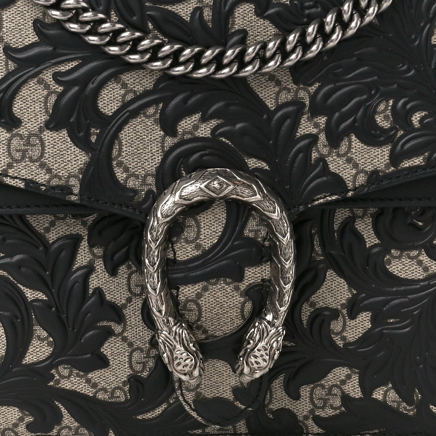 GG Supreme Monogram Arabesque Medium Dionysus Shoulder Bag Black
