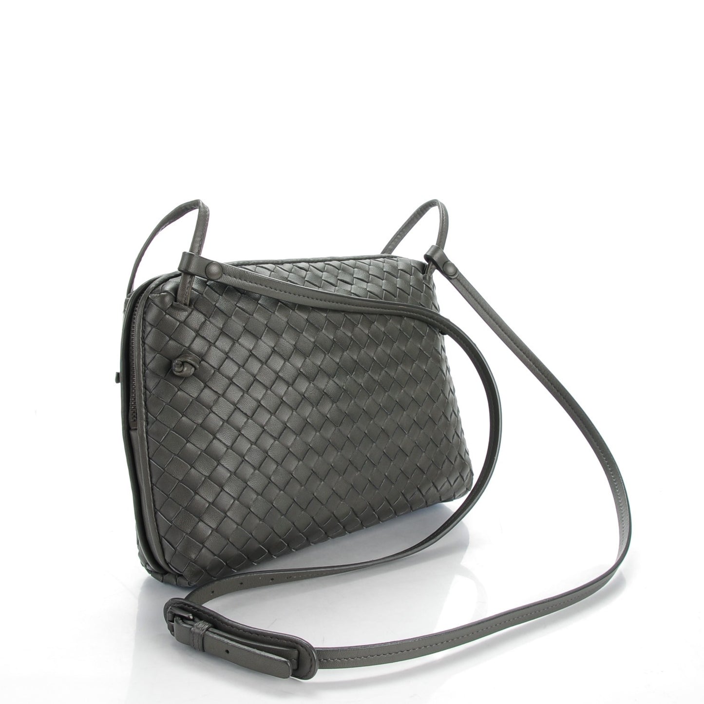 Nappa Intrecciato Crossbody Pillow Messenger Light Grey