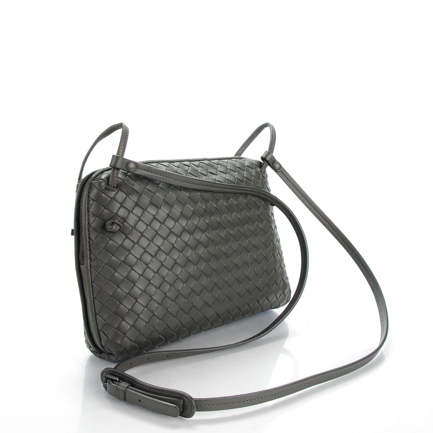 Bottega Veneta Nappa Intrecciato Crossbody Pillow Messenger Light Grey 3 of 9