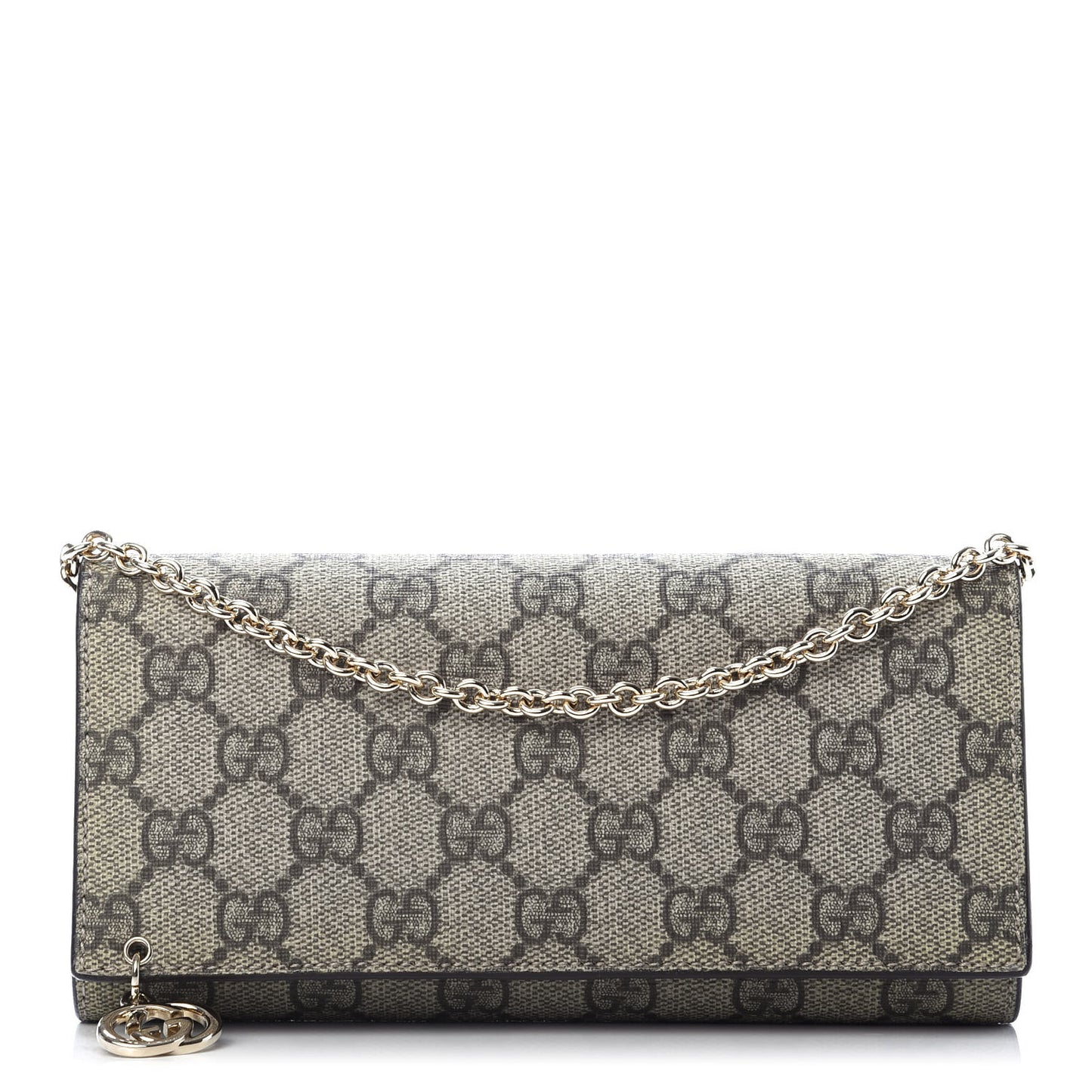 GG Plus Monogram GG Pierce Chain Clutch Wallet Beige Ebony Black