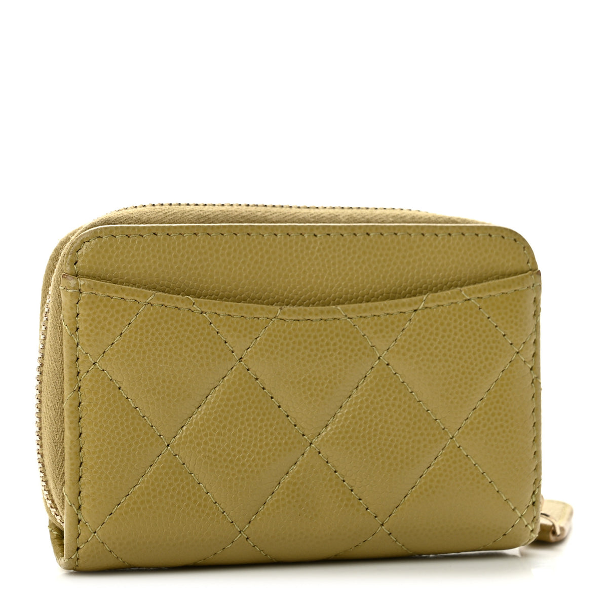 Chanel Caviar Quilted Zip Around Coin Purse Light Green 3 of 9