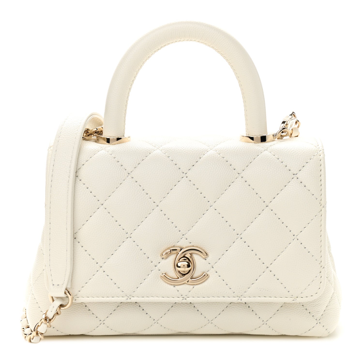 Chanel Caviar Quilted Extra Mini Coco Handle Flap White 1 of 8