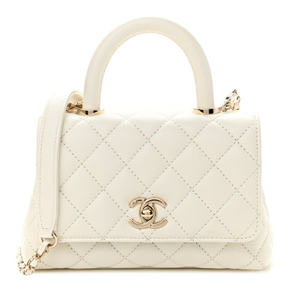 Chanel Caviar Quilted Extra Mini Coco Handle Flap White 1 of 8