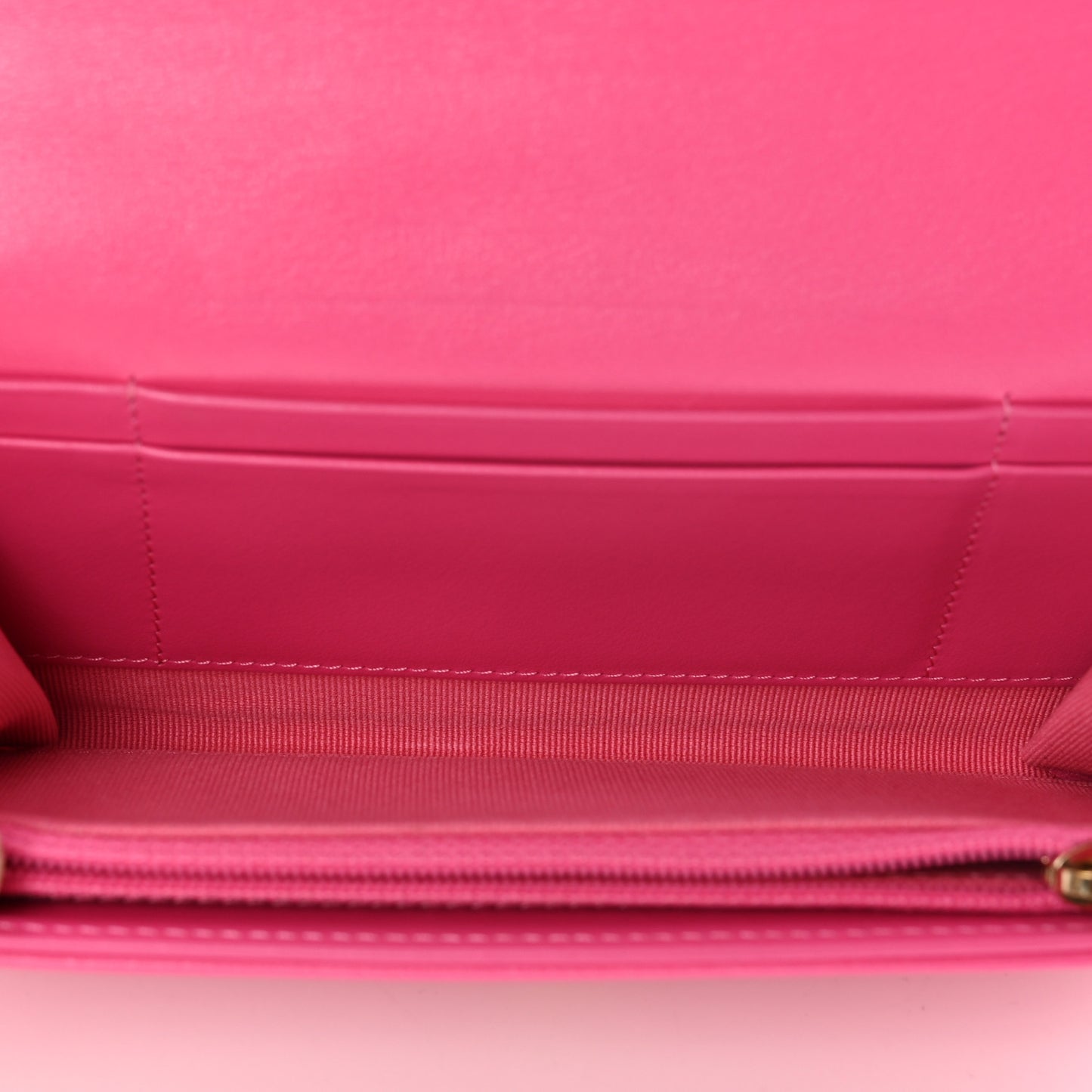 Shiny Goatskin Quilted Chanel 19 Flap Wallet Dark Pink