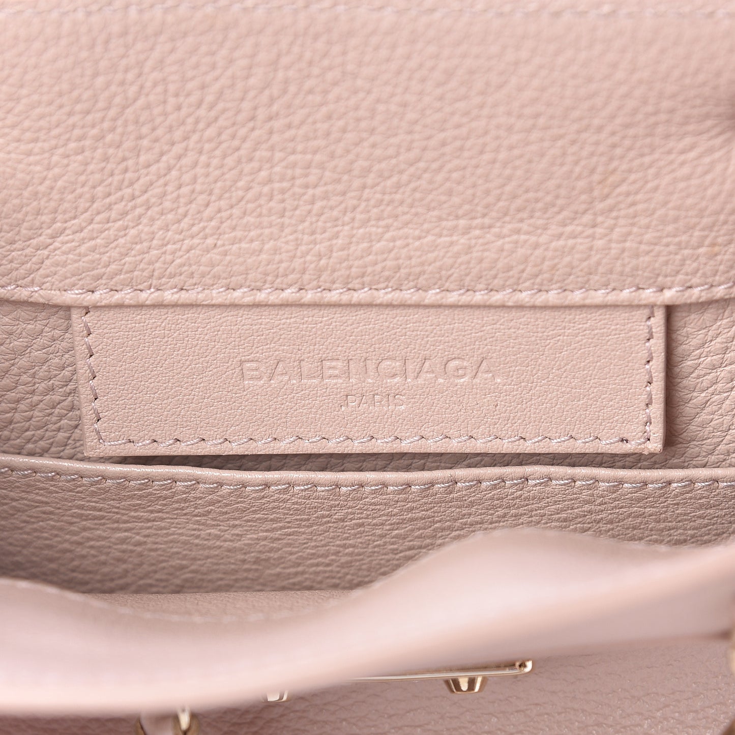 Grained Calfskin Gold Metallic Edge Hardware Papier Mini A4 Tote Rose Des Sables