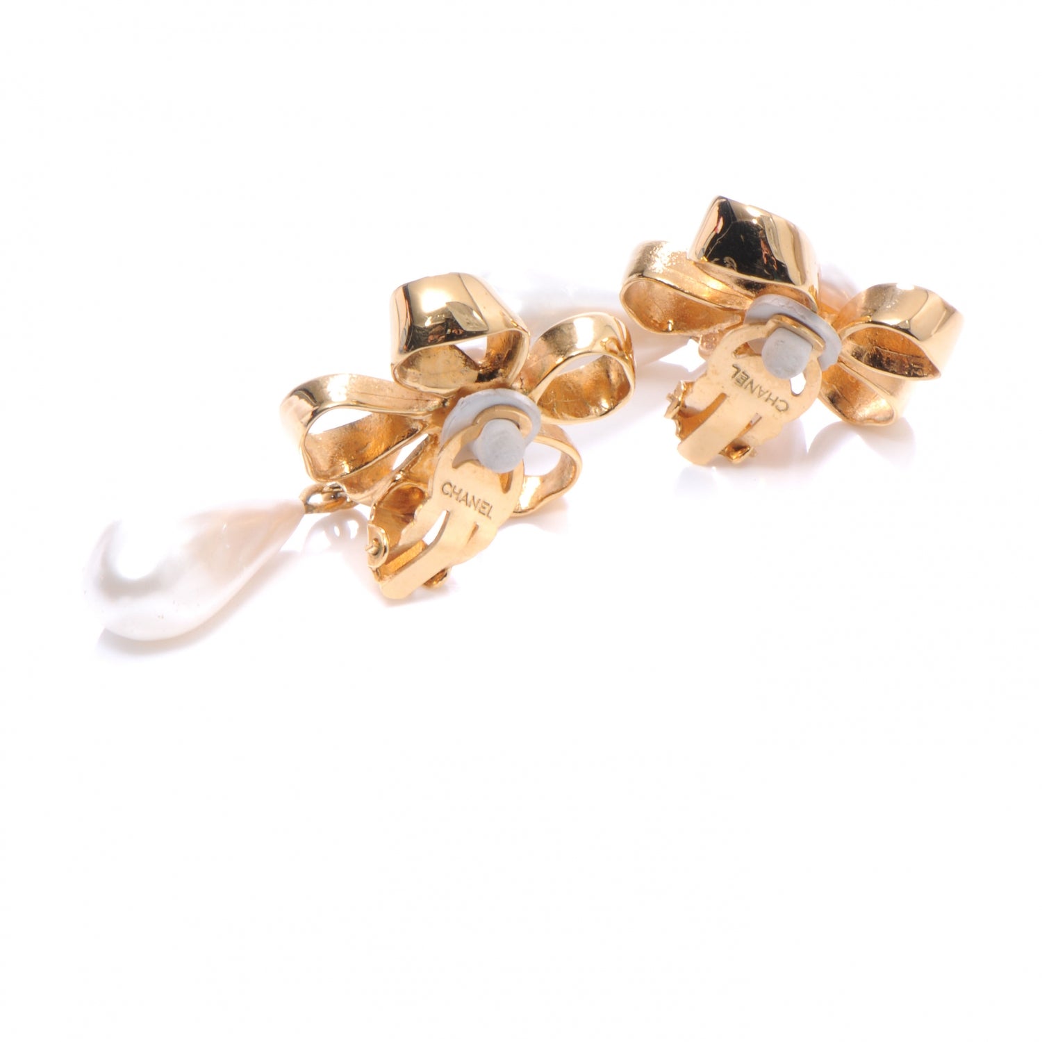 Chanel Pearl CC Dangle Clip On Earrings 3 of 3